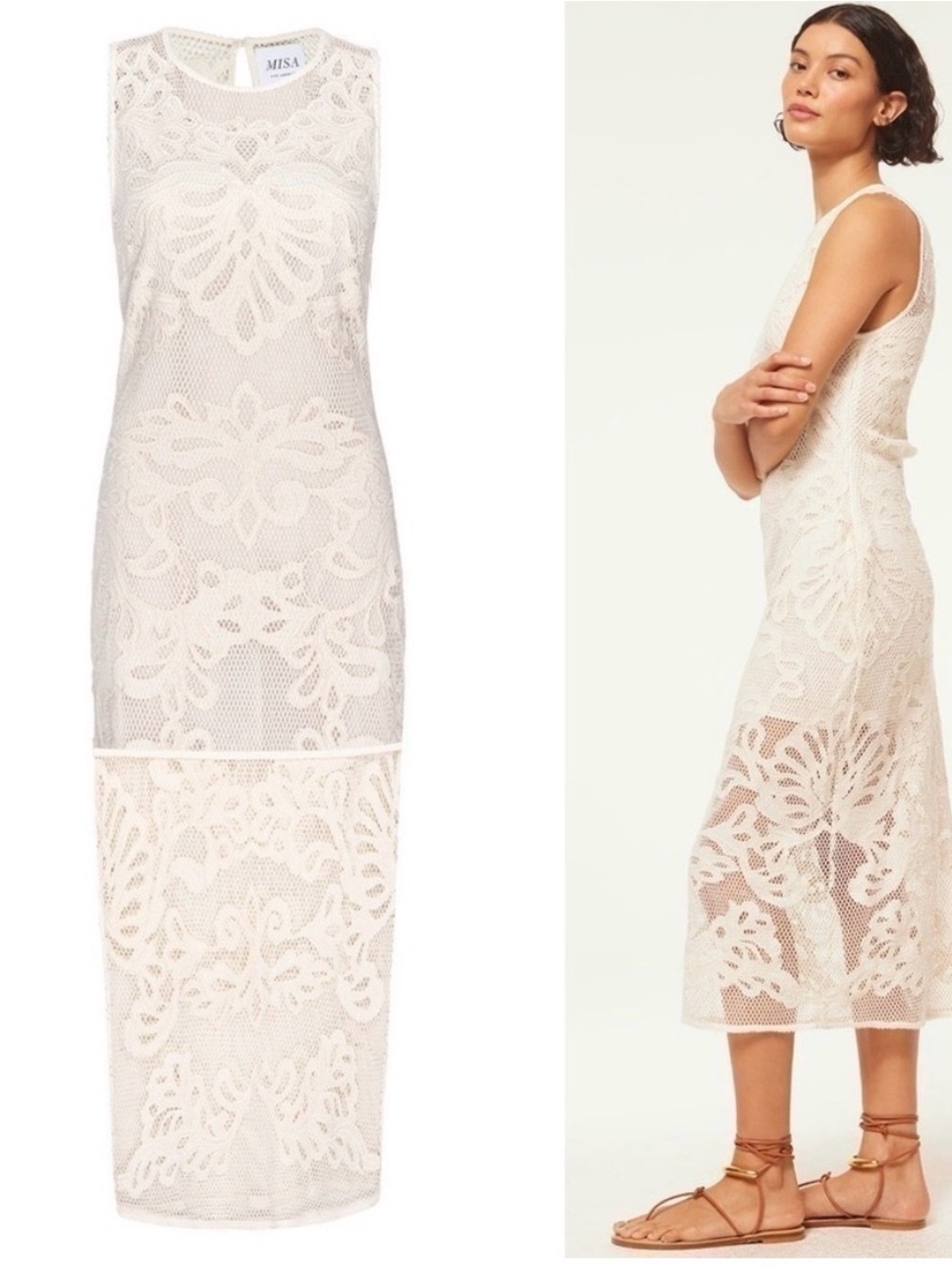 NWT MISA Los Angeles Sofandeh Sleeveless Netting Midi Dress XS - Picture 3 of 8